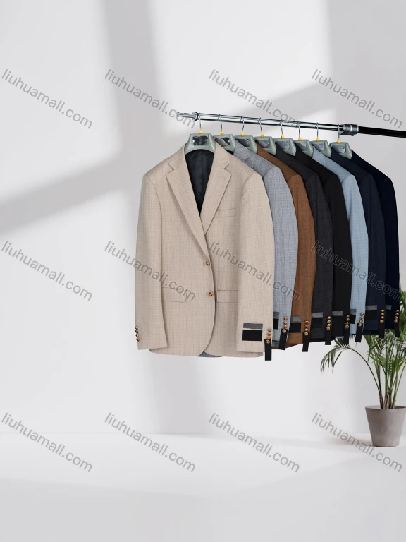 Wholesale Men's Business Lapel Single Breasted Plain Flap Pockets Blazer Jacket D3615#
