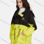 Wholesale Women's Casual Button Down Colorblock Long Sleeve Drawstring Flap Pockets Hooded Windbreaker 1-1088# preview