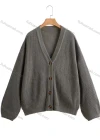 Wholesale Women's Plain Lantern Sleeve Button Front Knitted Cardigan - Liuhuamall
