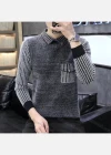 Wholesale Men's Casual Striped Turn-down Collar Long Sleeve Sweater - Liuhuamall