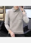 Wholesale Men's Casual Striped Turn-down Collar Long Sleeve Sweater - Liuhuamall