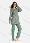 Wholesale Women's Henley Collar Allover Floral Print Bowknot Long Sleeve Lounge Pajama 2 Piece Set - Liuhuamall