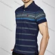 Wholesale Men's Casual Striped Short Sleeve Split Side Polo Shirt LF011# Blue Clothing Wholesale Market Liuhua