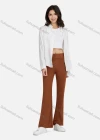 Wholesale Women's Casual Plain High Waist Flare Leg Ankle Length Pants 1365# - Liuhuamall