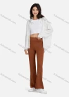 Wholesale Women's Casual Plain High Waist Flare Leg Ankle Length Pants 1365# - Liuhuamall