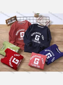 Wholesale Boy's Casual Letter Graphic Long Sleeve Sweatshirt c2302#, LIUHUA CLOTHING WHOLESALE