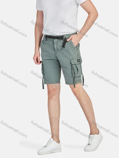 Wholesale Men's Casual Plain Release Buckle Drawstring Multiple Pockets Cargo Shorts 9301#