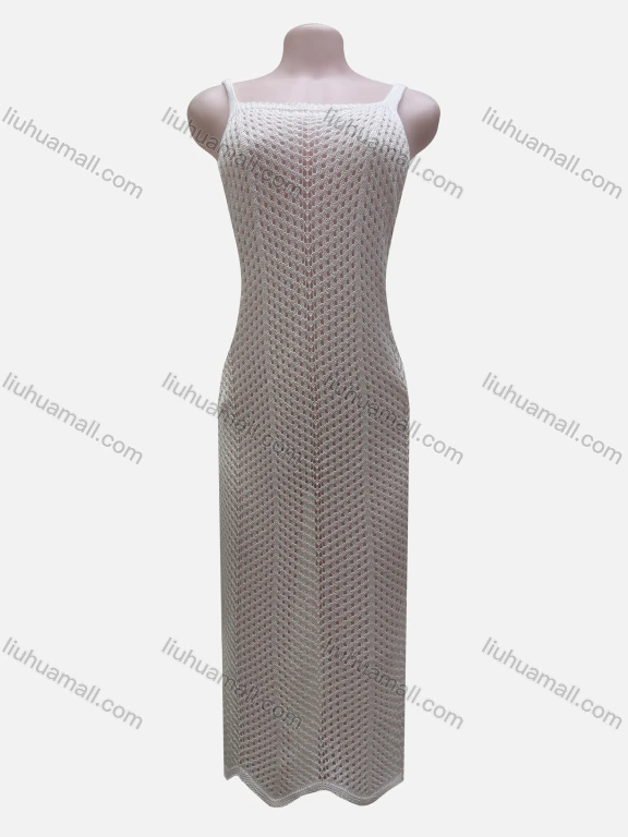 Wholesale Women's Vacation Plain Hollow Out Splicing Cover Up Tank Dress L2615#