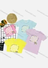 Wholesale Girl's Casual Floral Print Round Neck Short Sleeve Tee - Liuhuamall