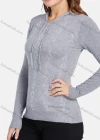 Wholesale Women's Casual Argyle Rhinestone Drawstring Knit Pullover Hoodie - Liuhuamall
