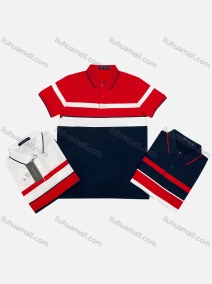 Wholesale Men's Casual Short Sleeve Sleeve Button Front Colorblock Polo Shirts, LIUHUA CLOTHING WHOLESALE