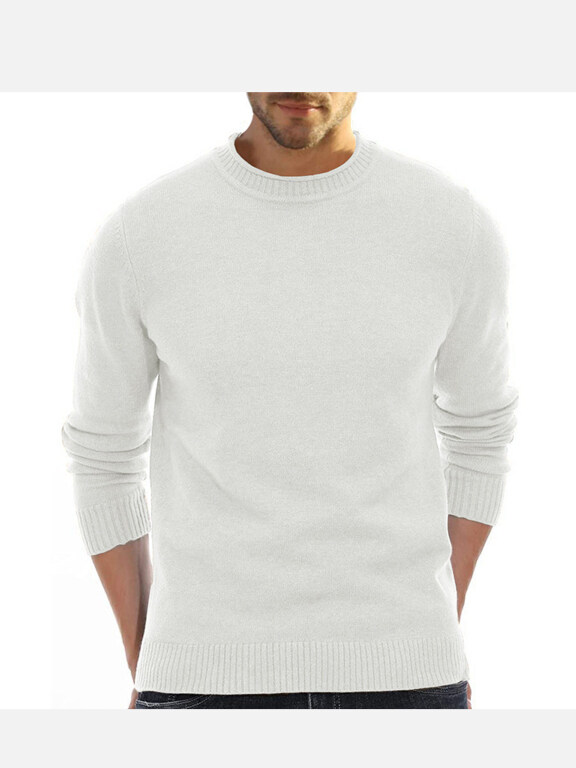 Men's Casual Round Neck Long Sleeve Plain Regular Fit Sweaters, Clothing Wholesale Market -LIUHUA, MEN, Sweaters-Knits