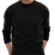 Men's Casual Round Neck Long Sleeve Plain Regular Fit Sweaters Black Clothing Wholesale Market -LIUHUA