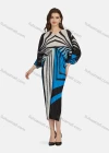 Wholesale Women's Fashion Zebra Stripe V Neck Long Sleeve High Waist Shirred Midi Dress - Liuhuamall