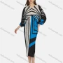 Wholesale Women's Fashion Zebra Stripe V Neck Long Sleeve High Waist Shirred Midi Dress preview