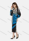 Wholesale Women's Fashion Zebra Stripe V Neck Long Sleeve High Waist Shirred Midi Dress - Liuhuamall