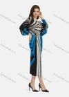 Wholesale Women's Fashion Zebra Stripe V Neck Long Sleeve High Waist Shirred Midi Dress - Liuhuamall