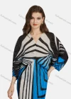 Wholesale Women's Fashion Zebra Stripe V Neck Long Sleeve High Waist Shirred Midi Dress - Liuhuamall