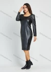 Wholesale Women's Fashion Plain Square Neck Knee Length Dress - Liuhuamall