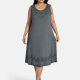 Women's Plus Size Elegant Crew Neck Sleeveless Embroidery Knee Length Tank Dress 14# Clothing Wholesale Market -LIUHUA