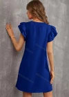 Wholesale Women's Casual Scoop Neck Layered Ruffle Sleeve Plain Short Dress ZX-5# - Liuhuamall