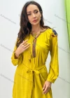 Wholesale Women's Casual Lace Up Keyhole Neck Shirt Sleeves Floral Print Short Dress 008# - Liuhuamall