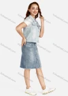 Wholesale Women's Graphic Print Distressed Flap Pockets Ripped Button Front Denim Vest - Liuhuamall