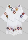 Wholesale Women's Casual Hollow Out Scarf Hem Embroidered Floral Cover Up Top A077# - Liuhuamall