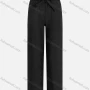Wholesale Women's Casual Plain High Waist Wide Leg Ankle Length Pants With Belt W-10BK# preview