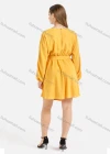 Wholesale Women's Casual Round Neck Long Sleeve Belted Short Pleated Dress - Liuhuamall