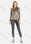 Wholesale Women's Fashion Mock Neck Long Sleeve Allover Leopard Print Top - Liuhuamall