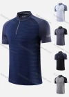 Wholesale Men's Mock Neck Half Zip Hot Stamping Letter Colorblock Workout Top 822# - Liuhuamall