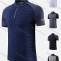 Wholesale Men's Mock Neck Half Zip Hot Stamping Letter Colorblock Breathable Workout Top 860# preview