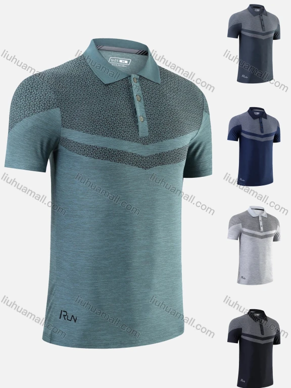 Wholesale Men's Honeycomb Print Hot Stamping Letter Colorblock Breathable Athletic Polo 903#
