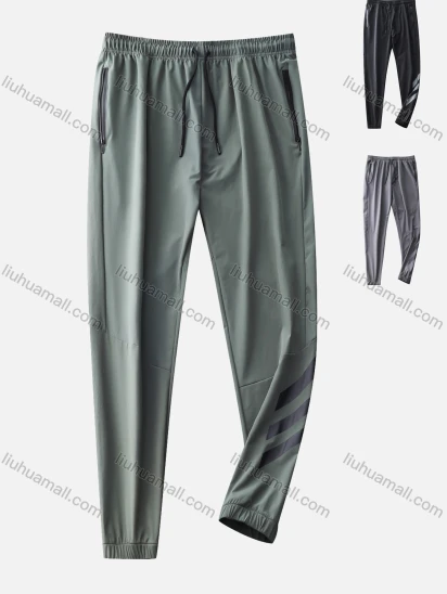 Wholesale Men's Workout Drawstring Plain Athletic Pants With Zip Pockets T122#
