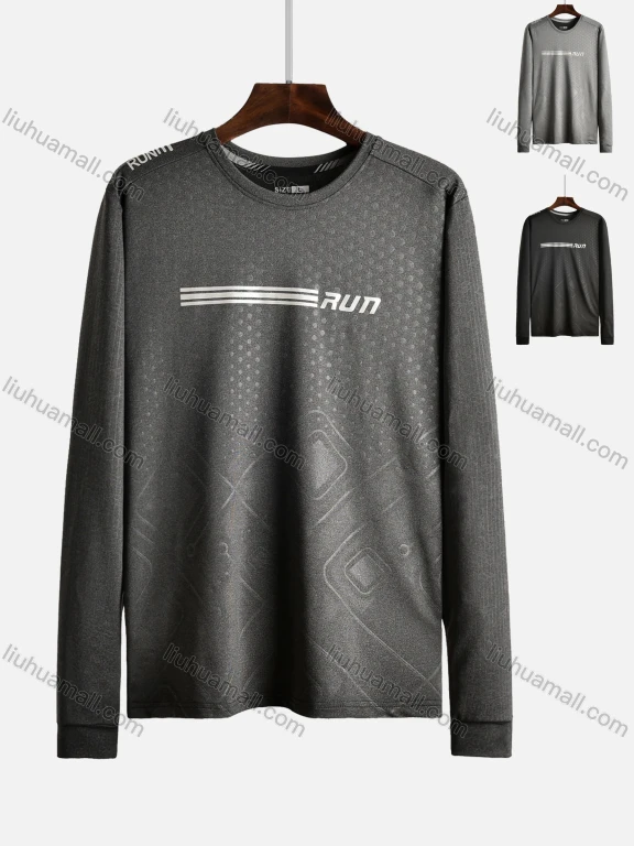 Wholesale Men's Round Neck Long Sleeve Letter Graphic Workout Sweatshirt 2080#