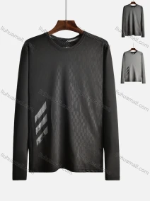 Wholesale Men's High Stretchy Breathable Round Neck Jacquard Plain Long Sleeve Athletic Sweatshirt 2082#, LIUHUA CLOTHING WHOLESALE