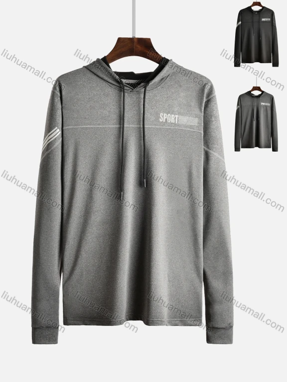 Wholesale Men's Workout Letter Long Sleeve Hoodie Sport Drawstring Light Pullover Hoodie 2085#