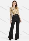 Wholesale Women's Fall Allover Currency Print Round Neck Long Sleeve Blouse - Liuhuamall