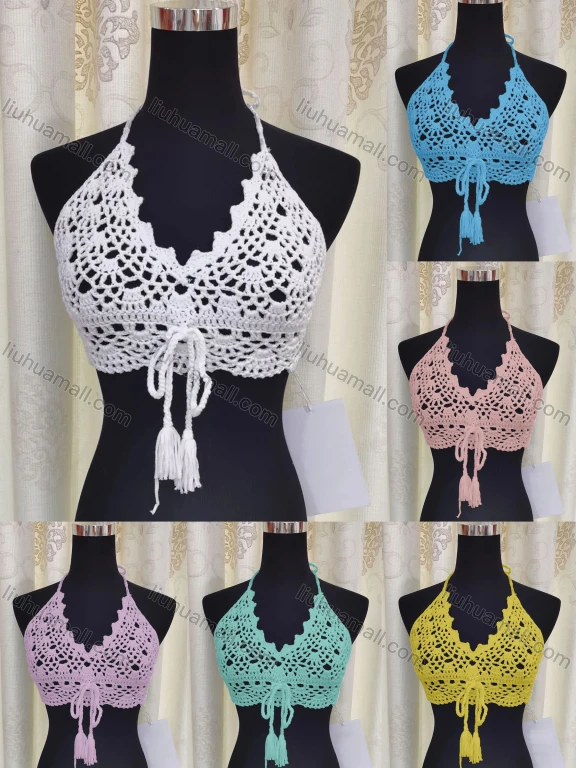 Wholesale Women's Sexy Tie Front Sleeveless Plain Halter Cover Up