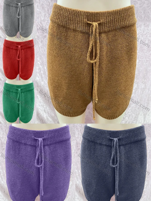Wholesale Women's Casual Plain Drawstring Knit Shorts