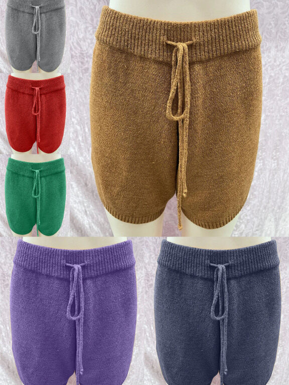 Women's Casual Plain Drawstring Knit Shorts, Clothing Wholesale Market -LIUHUA, WOMEN, Bottoms