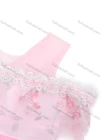 Wholesale Girls Cold Shoulder Embroidery Beads Eyelash Lace Sequin Flower Girl Dress - Liuhuamall