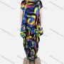 Wholesale Women's African Plus Size Crew Neck Short Sleeve Pockets Abstract Print Loose Fit Dress 8820# preview