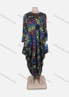 Wholesale Women's African Plus Size Crew Neck Short Sleeve Pockets Geometric Print Loose Fit Dress 8821# - Liuhuamall