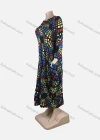 Wholesale Women's African Plus Size Crew Neck Short Sleeve Pockets Geometric Print Loose Fit Dress 8821# - Liuhuamall