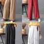 Wholesale Women's Loose Fit Elastic Waist Splicing Patchwork Wide Leg Pants preview
