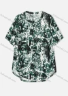 Wholesale Women's Casual Crew Neck Short Sleeve Curved Hem Ink Print Blouse - Liuhuamall