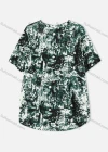 Wholesale Women's Casual Crew Neck Short Sleeve Curved Hem Ink Print Blouse - Liuhuamall