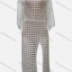 Wholesale Women's Vacation Round Neck Plain Crochet Hollow Out Split Hem Cover Up Midi Dress X75# White Clothing Wholesale Market Liuhua